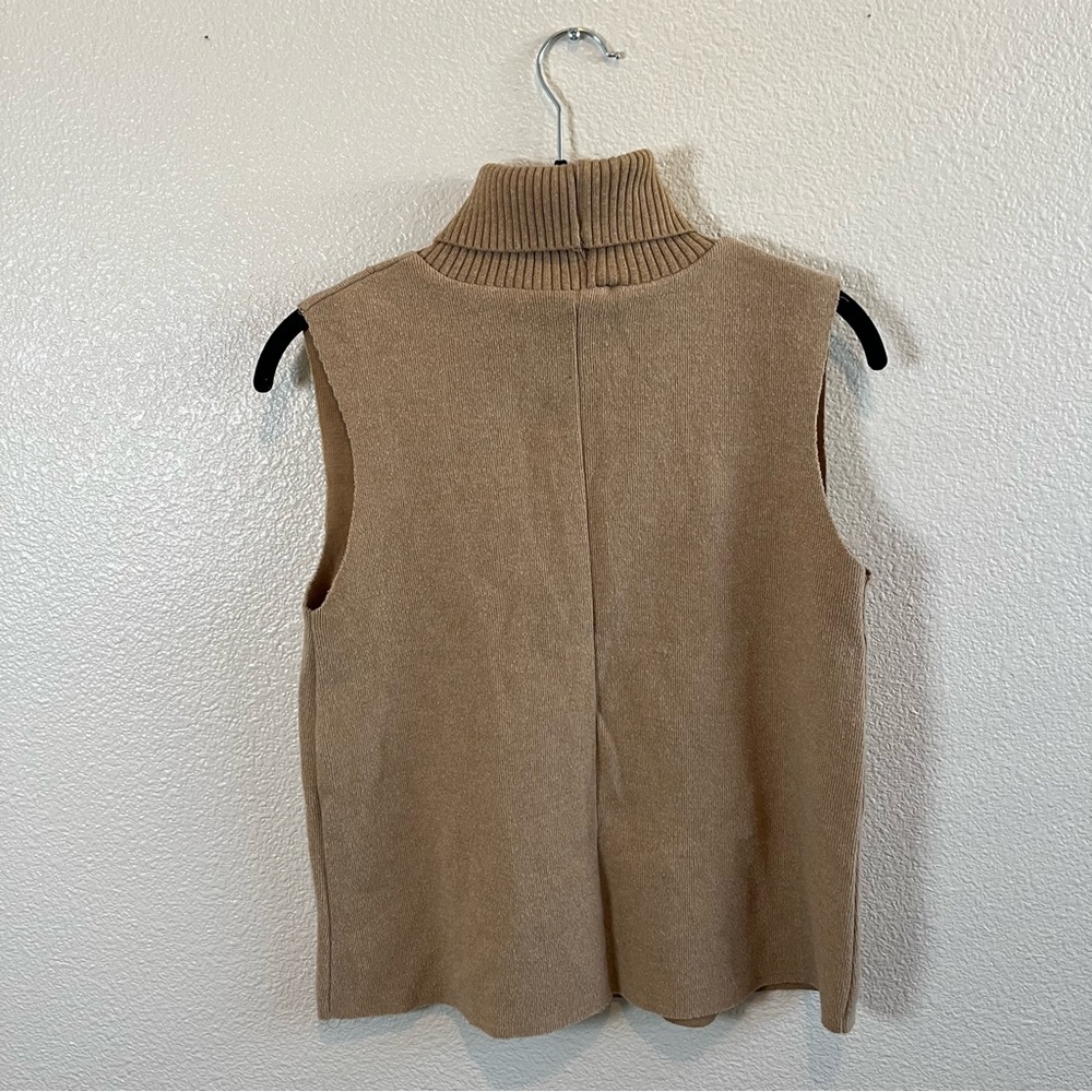 Zara Tan Ribbed Knit Turtleneck Sleeveless Sweater Vest Women’s SM - Picture 6 of 6